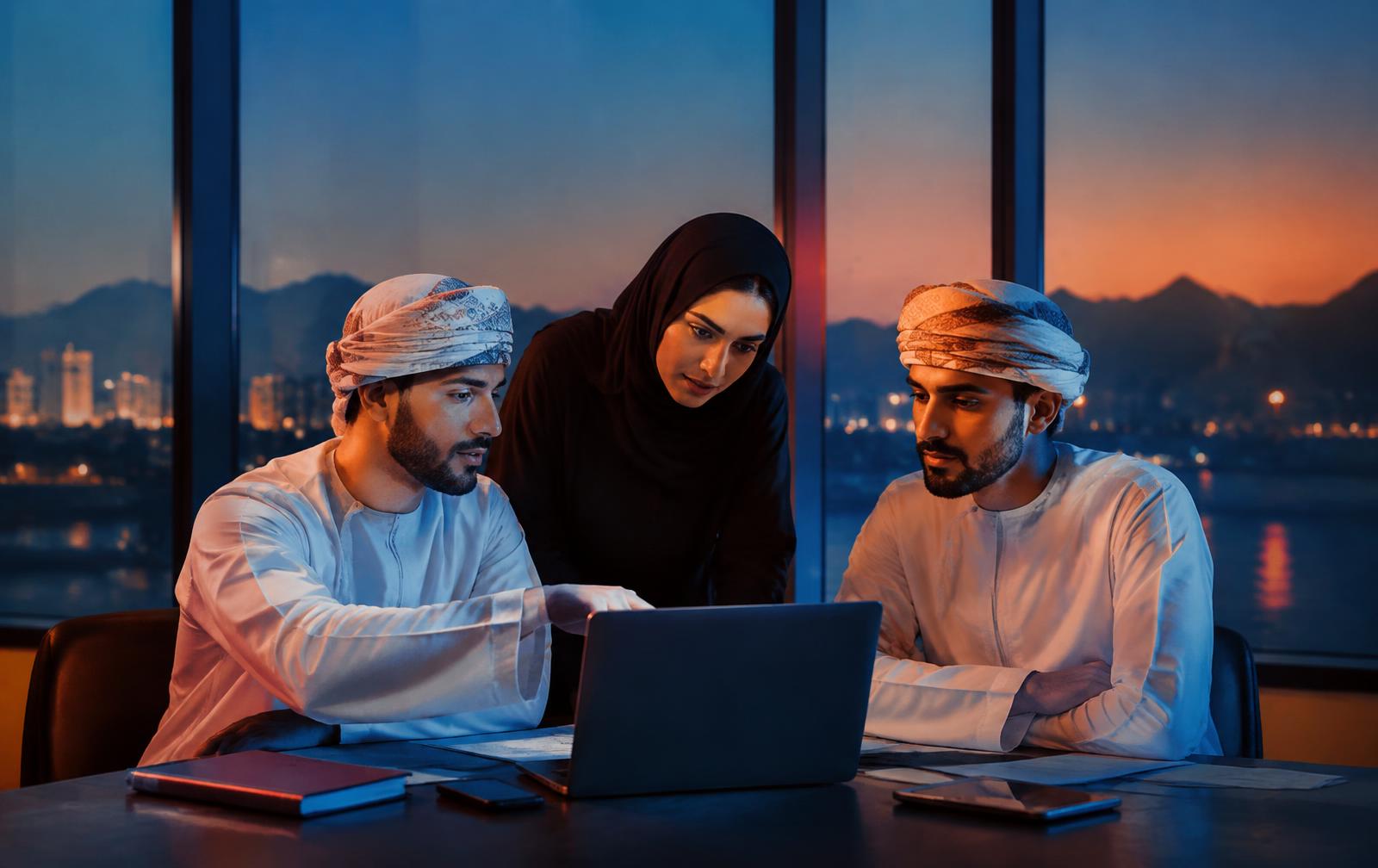 Omantel colleagues collaborating